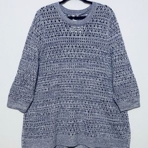 Croft & Barrow Open Knit Sweater Womens Plus Size 3X Purple 3/4 Sleeves Boho